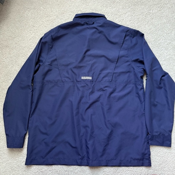 Habit Men Navy Button-Up Shirt Solar Protection Fishing Hiking Sz L - Picture 2 of 9